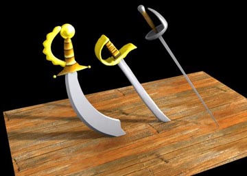 Various Pirates! weapons